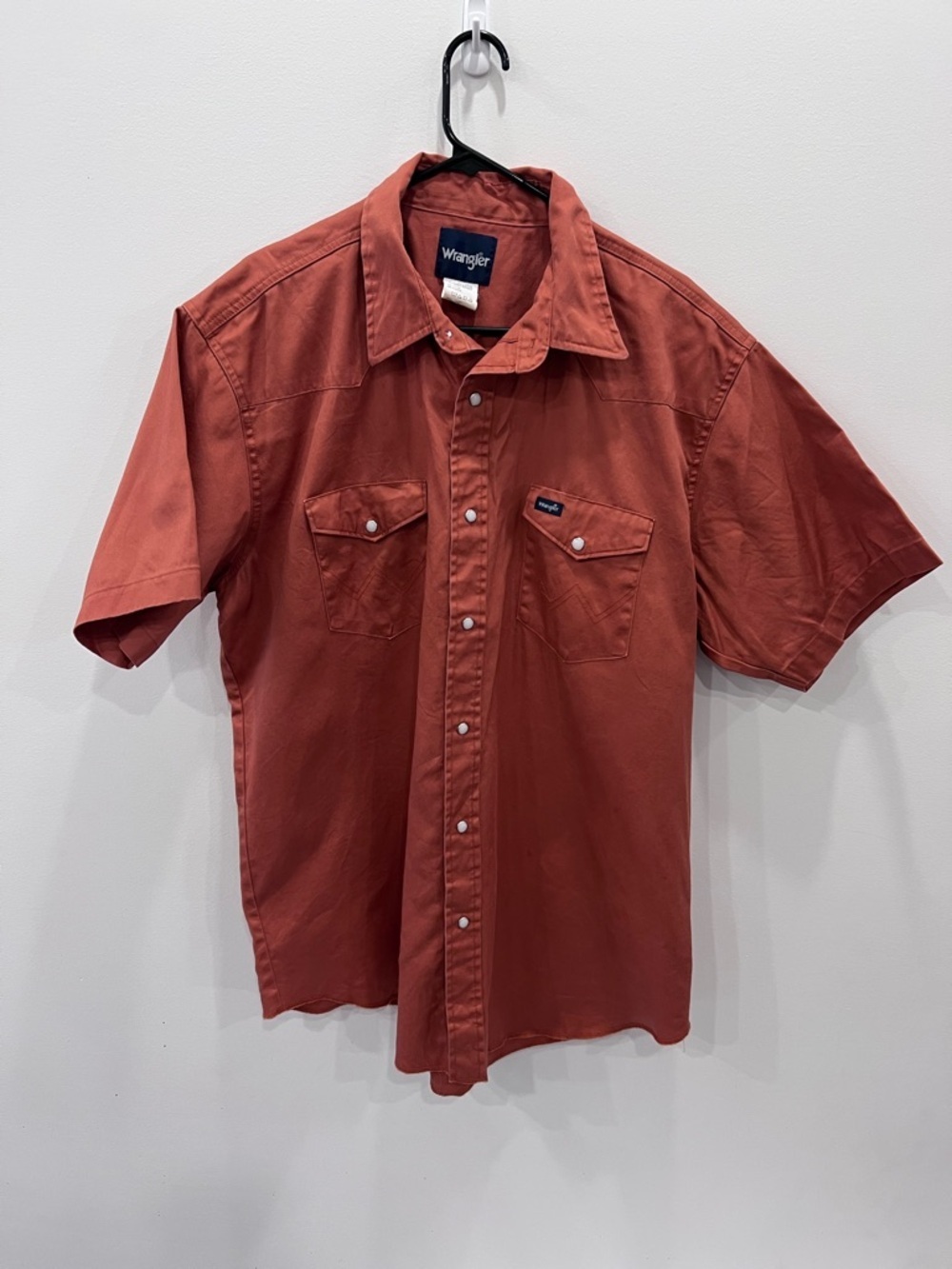 Wrangler Western Pearl Snap Shirt 2XL Rust Orange Short Sleeve Cowboy Core